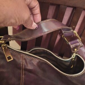 Elegant Purple & Gold Leather Bag